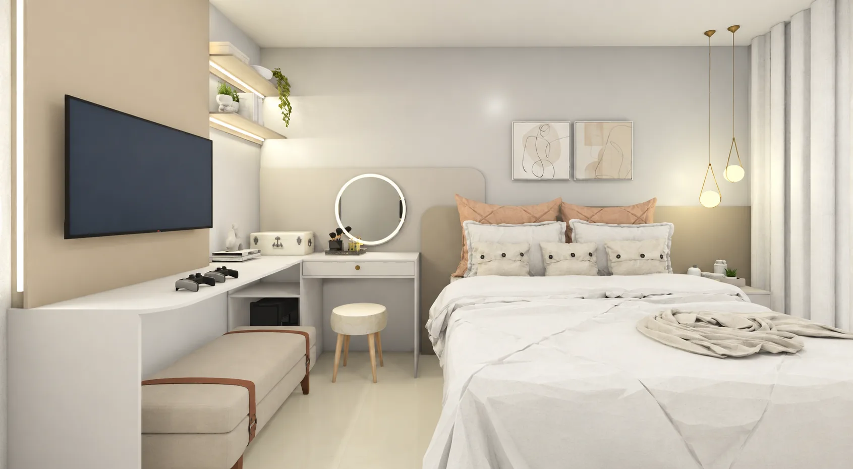 Quarto de casal planejado pela Imperial